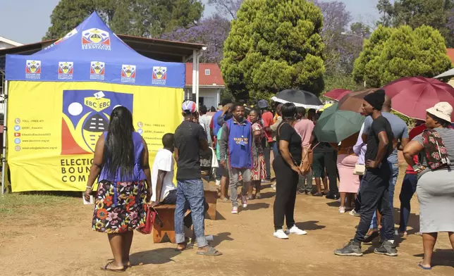 FILE - Voters queue to cast their votes in Manzini, Eswatini, Friday, Sept. 29, 2023. (AP Photo, file)