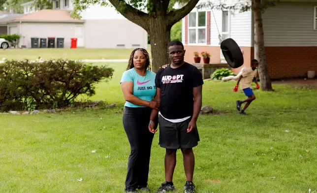 Adrienne Hazel, left, poses for a photo with her son Ricky on Thursday, July 17, 2025, in Southfield, Mich. (AP Photo/Sylvia Jarrus)