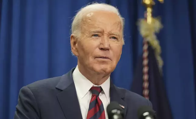 FILE - President Joe Biden speaks to the media in North Charleston, S.C., Jan. 19, 2025. (AP Photo/Stephanie Scarbrough, File)