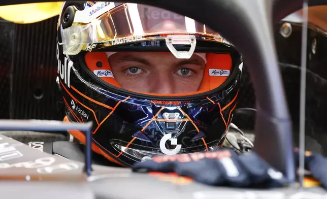 Red Bull driver Max Verstappen of the Netherlands prepares for the first practice session ahead of the Formula One Grand Prix at the Spa-Francorchamps racetrack in Spa, Belgium, Friday, July 25, 2025. (AP Photo/Geert Vanden Wijngaert)