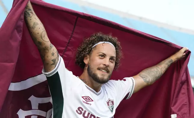 Fluminense's Guga celebrates after the Club World Cup round of 16 soccer match between Inter Milan and Fluminense in Charlotte, N.C., Monday, June 30, 2025. (AP Photo/Chris Carlson)