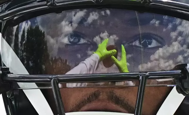Philadelphia Eagles wide receiver DeVonta Smith catches a ball during practice at the team’s NFL football training camp, Wednesday, July 23, 2025, in Philadelphia. (AP Photo/Matt Rourke)