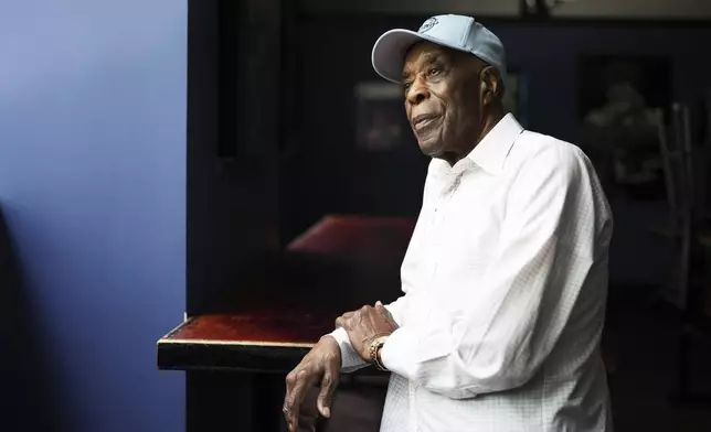 Buddy Guy poses for a portrait at Buddy Guy's Legends in Chicago on Thursday, July 24, 2025. (AP Photo/Nam Y. Huh)