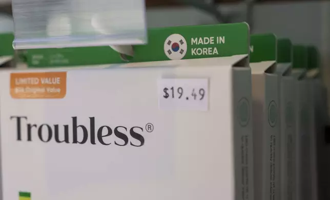 "Made in Korea" is printed on products displayed at Senti Senti in New York on Friday, July 25, 2025. (AP Photo/Yuki Iwamura)