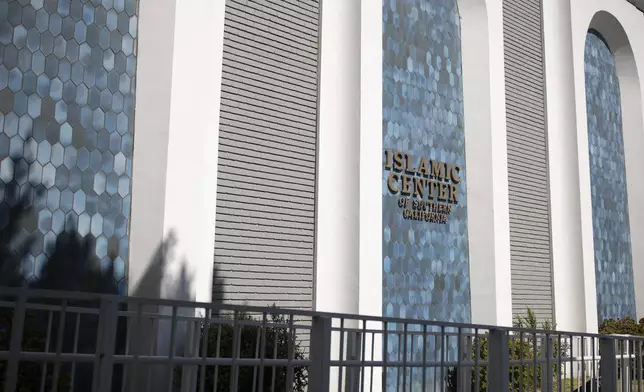 The exterior of the Islamic Center of Southern California is seen on June 16, 2025, in Los Angeles. (AP Photo/Jessie Alcheh)