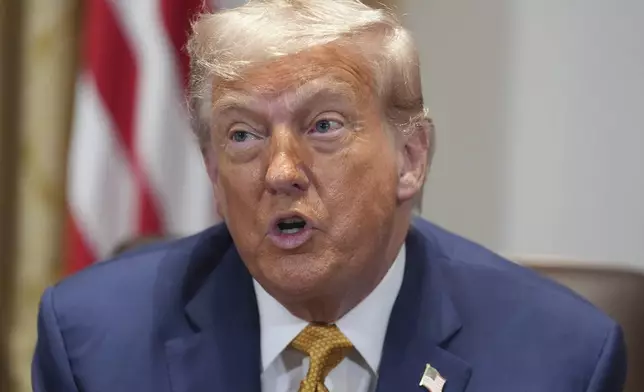 President Donald Trump speaks during a cabinet meeting at the White House, Tuesday, July 8, 2025, in Washington. (AP Photo/Evan Vucci)