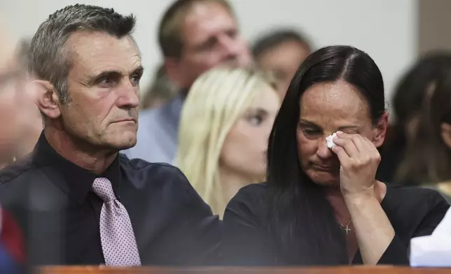 Cara Northington, mother of victim Xana Kernodle wipes a tear at the sentencing hearing of Bryan Kohberger at the Ada County Courthouse, Wednesday, July 23, 2025, in Boise, Idaho, for brutally stabbing four University of Idaho students to death nearly three years ago. (AP Photo/Kyle Green, Pool)