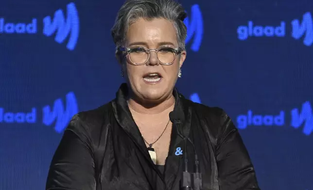 FILE - Presenter Rosie O'Donnell speaks at the 30th annual GLAAD Media Awards, May 4, 2019, in New York. (Photo by Evan Agostini/Invision/AP, File)