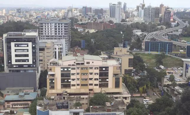 A general view shows part of the commercial district of Nairobi, Kenya, Friday, May 23, 2025. (AP Photo/Andrew Kasuku)