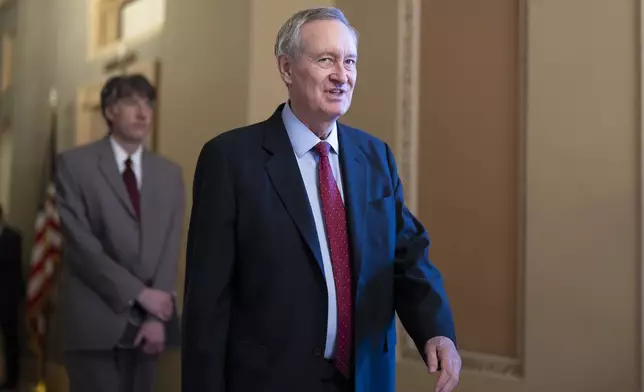 Senate Finance Committee Chairman Mike Crapo, R-Idaho, arrives for a closed-door Republican meeting to advance President Donald Trump's sweeping domestic policy bill, at the Capitol in Washington, Friday, June 27, 2025. (AP Photo/J. Scott Applewhite)