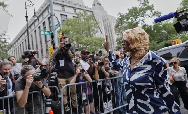 Janice Combs, right, mother of Sean "Diddy" Combs, arrives back at Manhattan federal court after her son was convicted of prostitution-related offenses but acquitted of sex trafficking and racketeering charges that could have put one of hip-hop's most celebrated figures behind bars for life, Wednesday, July 2, 2025, in New York. (AP Photo/Stefan Jeremiah)