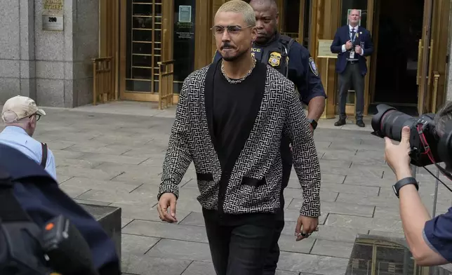 Quincy Brown leaves Manhattan federal court after Sean "Diddy" Combs was convicted of a prostitution-related offense but acquitted on the most serious charges at his New York trial, Wednesday, July 2, 2025, in New York. (AP Photo/Yuki Iwamura)