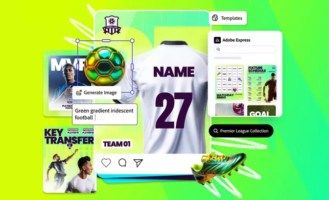 Create matchday moments using Premier League templates in Adobe Express.