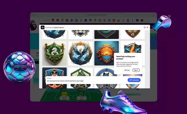 Fantasy Premier League fans can create their own personalised team badges - powered by Adobe Express.