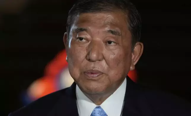 Japanese Prime Minister Shigeru Ishiba speaks to the media after meeting with U.S. Treasury Secretary Scott Bessent at the prime minister's office in Tokyo, Japan, Friday, July 18, 2025.(AP Photo/Shuji Kajiyama, Pool)