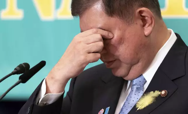 Japan's Prime Minister and Liberal Democratic Party President Shigeru Ishiba takes part in a debate with leaders of other political parties at the Japan National Press Club in Tokyo, Japan, Wednesday, July 2, 2025. (Tomohiro Ohsumi/Pool Photo via AP)