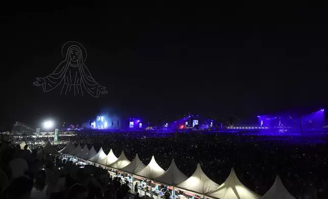 Thousands attend a concert by Marko Perkovic, the right-wing singer notorious for his perceived sympathy for Croatia's World War II pro-Nazi puppet regime, in Zagreb, Croatia, Saturday, July 5, 2025. (AP Photo)