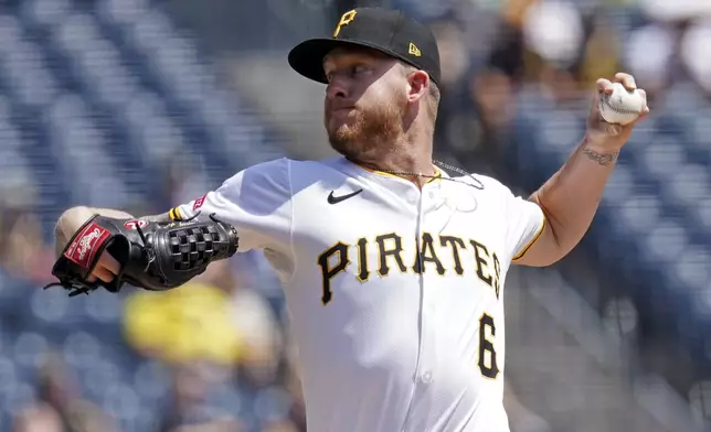 Pittsburgh Pirates pitcher Bailey Falter delivers during the first inning of a baseball game against the Detroit Tigers, Wednesday, July 23, 2025, in Pittsburgh. (AP Photo/Matt Freed)