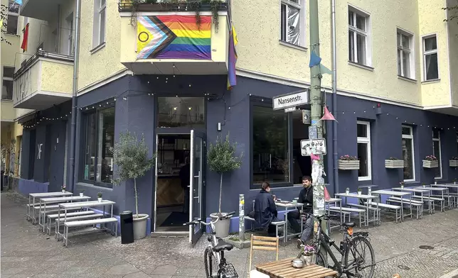 Exterior view of the 'Das Hoven' cafe in Berlin, Germany, Thursday, July 31, 2025. (AP Photo/Fanny Brodersen)