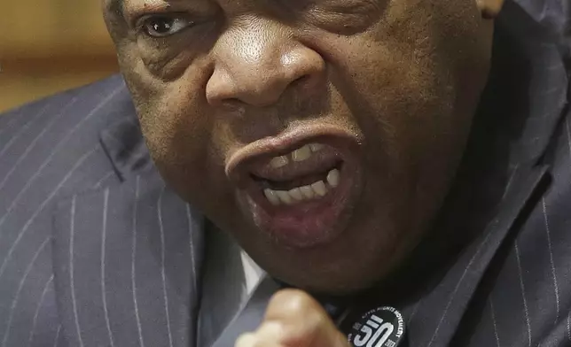 FILE - U.S. Rep. John Lewis, D-Ga., addresses a gathering at the 16th Street Baptist Church in Birmingham, Ala., Sept. 13, 2013. (AP Photo/Dave Martin, file)