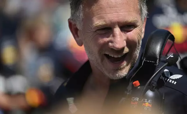 Red Bull team principal Christian Horner smiles before the Austrian Formula One Grand Prix in Spielberg, Austria, Sunday, June 29, 2025. (AP Photo/Denes Erdos, Pool)
