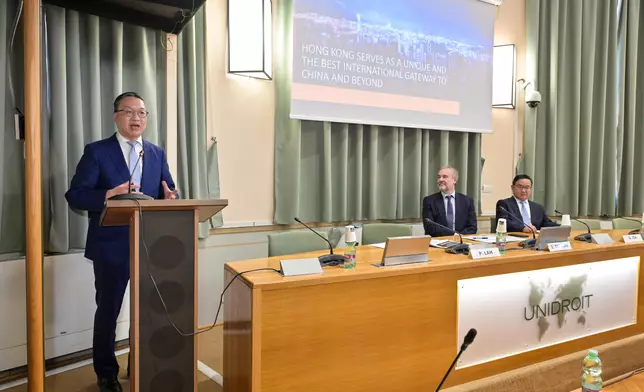 SJ promotes Hong Kong's unique legal advantages in Rome  Source: HKSAR Government Press Releases
