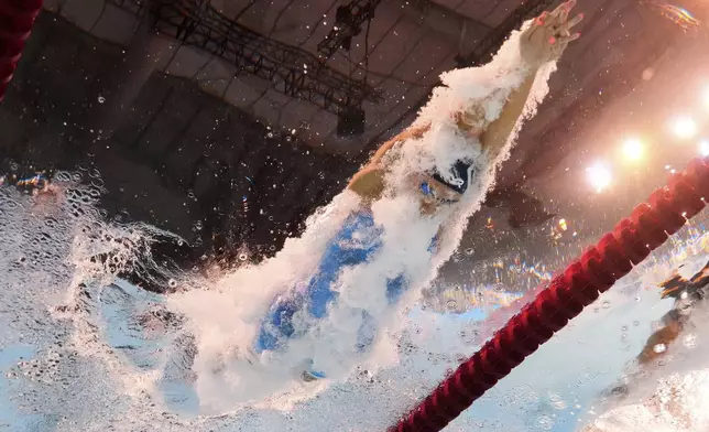 Sasha Gatt of Malta competes in the women's 400-meter freestyle heat at the World Aquatics Championships in Singapore, Sunday, July 27, 2025. (AP Photo/Lee Jin-man)