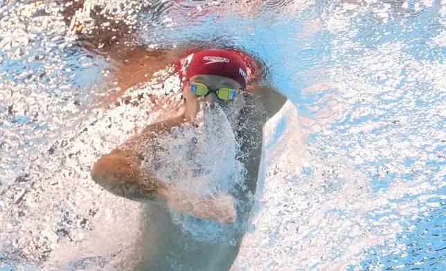 Matthew Richards of Britain competes in the men's 200-meter freestyle heat at the World Aquatics Championships in Singapore, Monday, July 28, 2025. (AP Photo/Lee Jin-man)