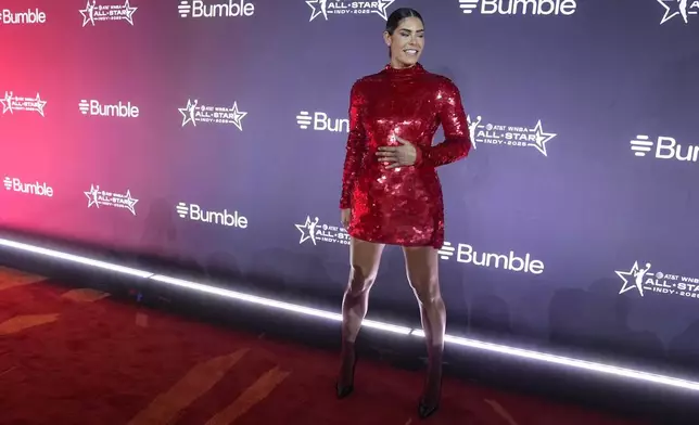Los Angeles Sparks's Kelsey Plum poses on the orange carpet for WNBA All Star basketball events, Thursday, July 17, 2025, in Indianapolis. (AP Photo/Darron Cummings)