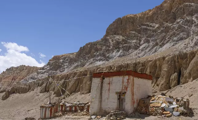 An abandoned monastery is seen in Samdzong, in the Mustang region, 462 kilometers (288 miles) west of Kathmandu, Nepal, Friday, April 18, 2025. (AP Photo/Niranjan Shrestha)