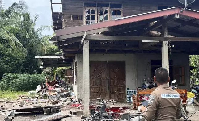 This photo released by the Royal Thai Army, shows the scene after Cambodia fired artillery shells into a residential area at Surin Province, Thailand, Thursday, July 24, 2025. (Royal Thai Army via AP)