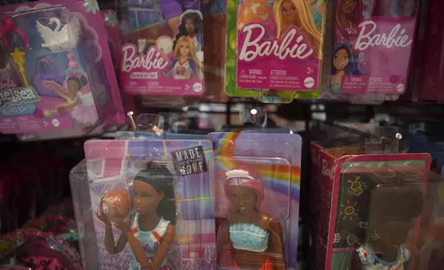 Mattel toys are seen at a JaZams toy store Friday, June 27, 2025, in Princeton, N.J. (AP Photo/Matt Slocum)