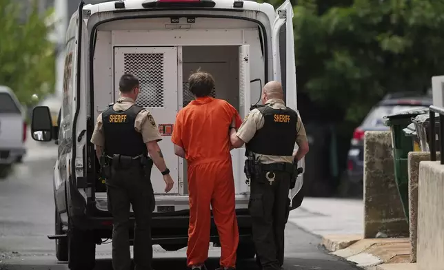 Sexual assault suspect Ian Cleary departs from the Adams County Court House in Gettysburg, Pa., Thursday, July 17, 2025. (AP Photo/Matt Rourke)