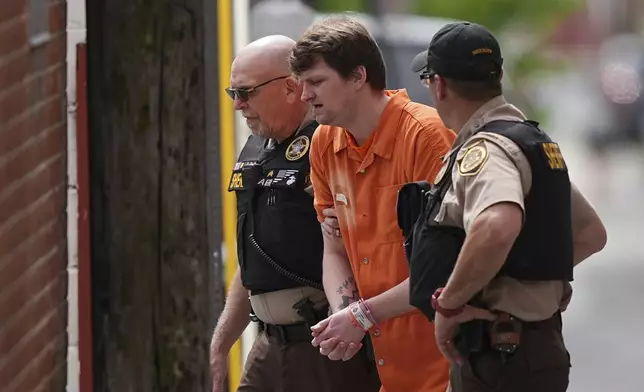 FILE - Sexual assault suspect Ian Cleary departs from the Adams County Court House in Gettysburg, Pa., May 29, 2025. (AP Photo/Matt Rourke, file)