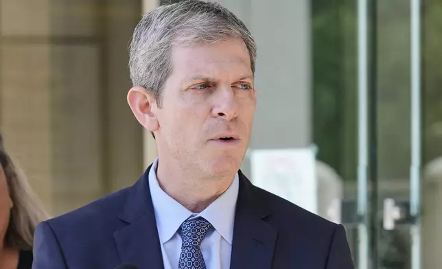 David Oscar Markus, attorney for Ghislaine Maxwell, speaks during a news conference outside the federal courthouse in Tallahassee, Fla., Thursday, July 24, 2025. (AP Photo/John Raoux)