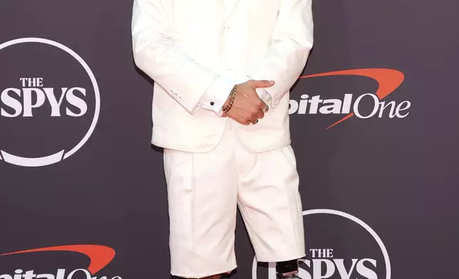Ezra Frech arrives at the ESPY Awards at the Dolby Theatre in Los Angeles, Wednesday, July 16, 2025. (AP Photo/Chris Pizzello)