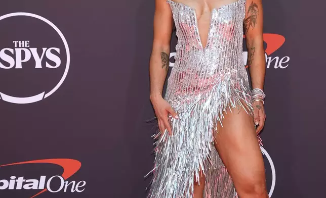 Robin Arzón arrives at the ESPY Awards at the Dolby Theatre in Los Angeles, Wednesday, July 16, 2025. (AP Photo/Chris Pizzello)