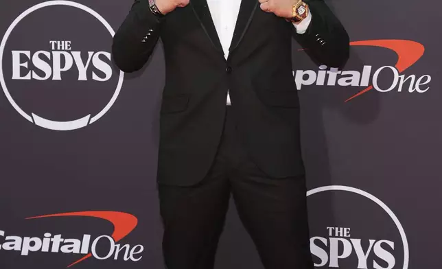 Merab Dvalishvili arrives at the ESPY Awards at the Dolby Theatre in Los Angeles, Wednesday, July 16, 2025. (AP Photo/Chris Pizzello)