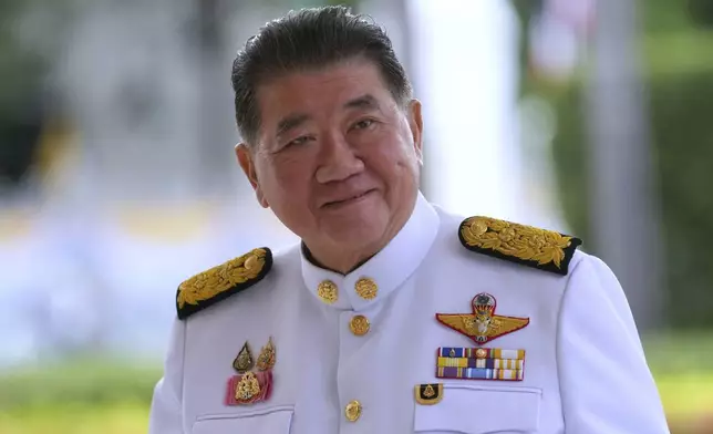 Thailand's acting Prime Minister Phumtham Wechayachai arrives at government house in Bangkok, Thailand, Thursday, July 3, 2025, (AP Photo/Sakchai Lalit)