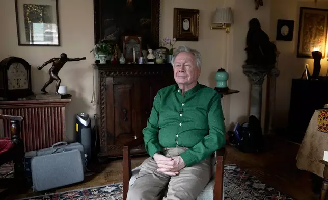 In this still image taken from video, Walter Naegle, Bayard Rustin's partner and a consultant on projects related to his life and work, is pictured his home on Saturday, June 28, 2025, in New York. (AP Photo/Mary Conlon)