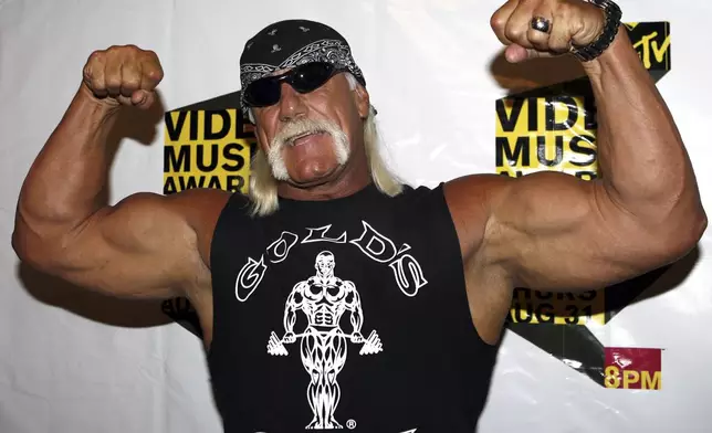 FILE - Hulk Hogan poses during the MTV Video Music Awards Forum at Radio City Music Hall, Aug. 30, 2006, in New York. (AP Photo/Jason DeCrow, File)