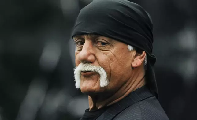 FILE - Hulk Hogan, whose given name is Terry Bollea, waits in the courtroom during a break in his trial against Gawker Media in St. Petersburg, Fla., March 9, 2016. (AP Photo/Steve Nesius, Pool, File)