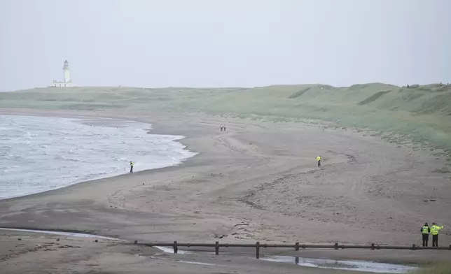 Police guard the Trump Turnberry golf course in Turnberry, Scotland, Friday, July 25, 2025, ahead of President Trump's visit Scotland. (AP Photo/Alastair Grant)