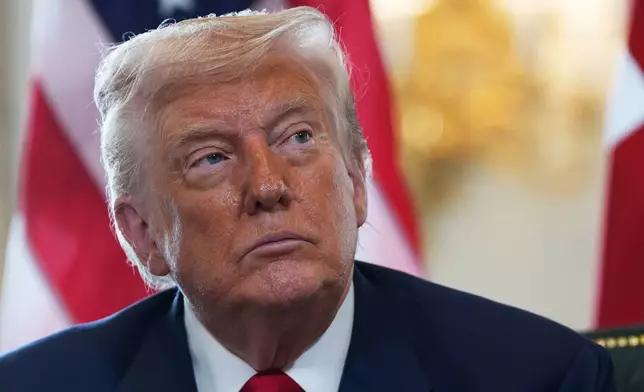 President Donald Trump meets with Britain's Prime Minister Keir Starmer at Trump Turnberry golf club on Monday, July 28, 2025 in Turnberry, Scotland. (Christopher Furlong/Pool Photo via AP)