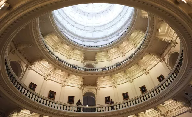 FILE - State troopers keep watch over the Rotunda at the Texas Capitol, July 21, 2025, in Austin. (AP Photo/Eric Gay, file)
