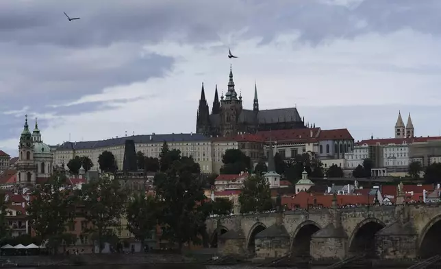 View of at Prague's St. Vitus Cathedral where installation of new organ is coming to its final stages in Prague, Czech Republic, Tuesday, July 22, 2025. (AP Photo/Petr David Josek)