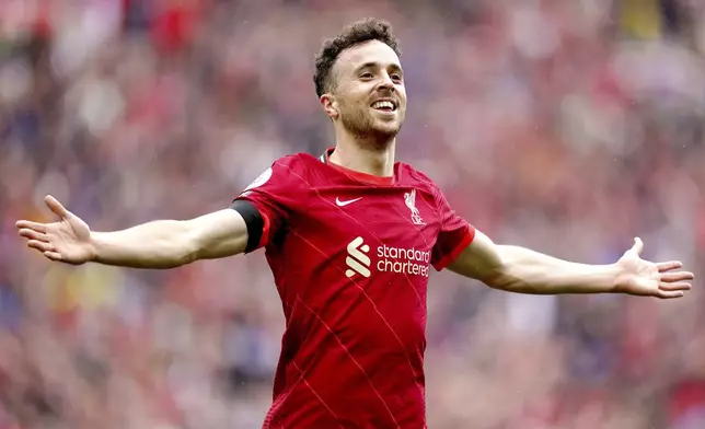 FILE - Liverpool's Diogo Jota in Liverpool, Aug. 21, 2021. (Mike Egerton/PA via AP, File)