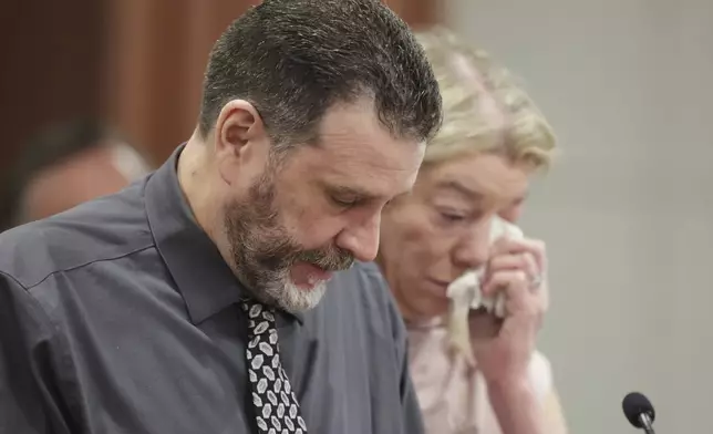 Scott Laramie, stepfather of victim Madison Morgan speaks at the sentencing hearing of Bryan Kohberger at the Ada County Courthouse, for his sentencing hearing, Wednesday, July 23, 2025, in Boise, Idaho, for brutally stabbing four University of Idaho students to death nearly three years ago. (AP Photo/Kyle Green, Pool)