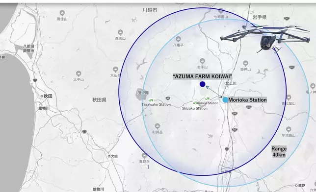 An initial concept for areas of Iwate Prefecture (northern Japan) that could be served by SkyDrive’s eVTOL. As announced by JR East and SkyDrive.(*3)