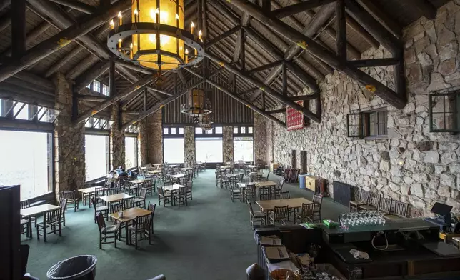 The inside of the historic Grand Canyon Lodge on the Grand Canyon's North Rim in Arizona is seen on July 12, 2021. (Steve Marcus/Las Vegas Sun via AP)